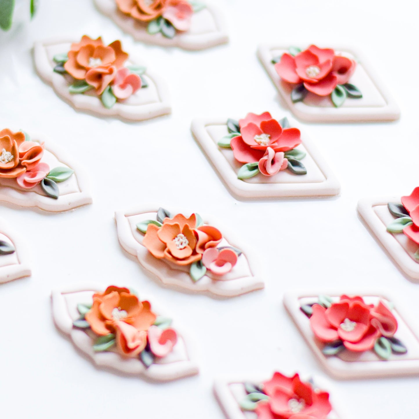 Peach + Pink Floral Dangle Earrings