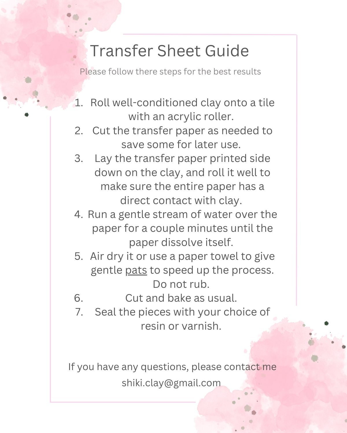 Transfer Paper #73 | polymer clay transfer sheet | Spring